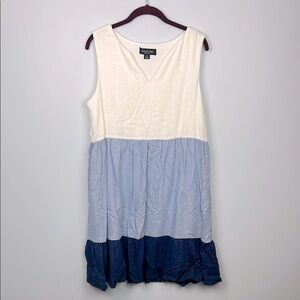 Perceptions New York Medium color blocked stripes linen blend sleeveless dress